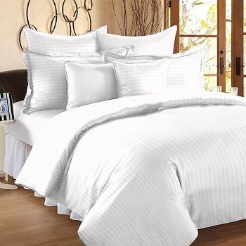 Satin Strips Plain Premium Cotton Bedsheets