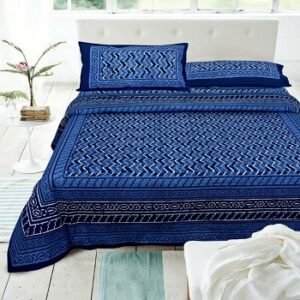Dabu ZigZag Print Pure Cotton Bedsheet