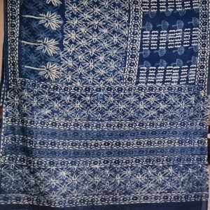 Classic Indigo Cotton Mul Mul Saree