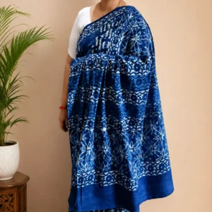 Classic Indigo Cotton Mul Mul Saree