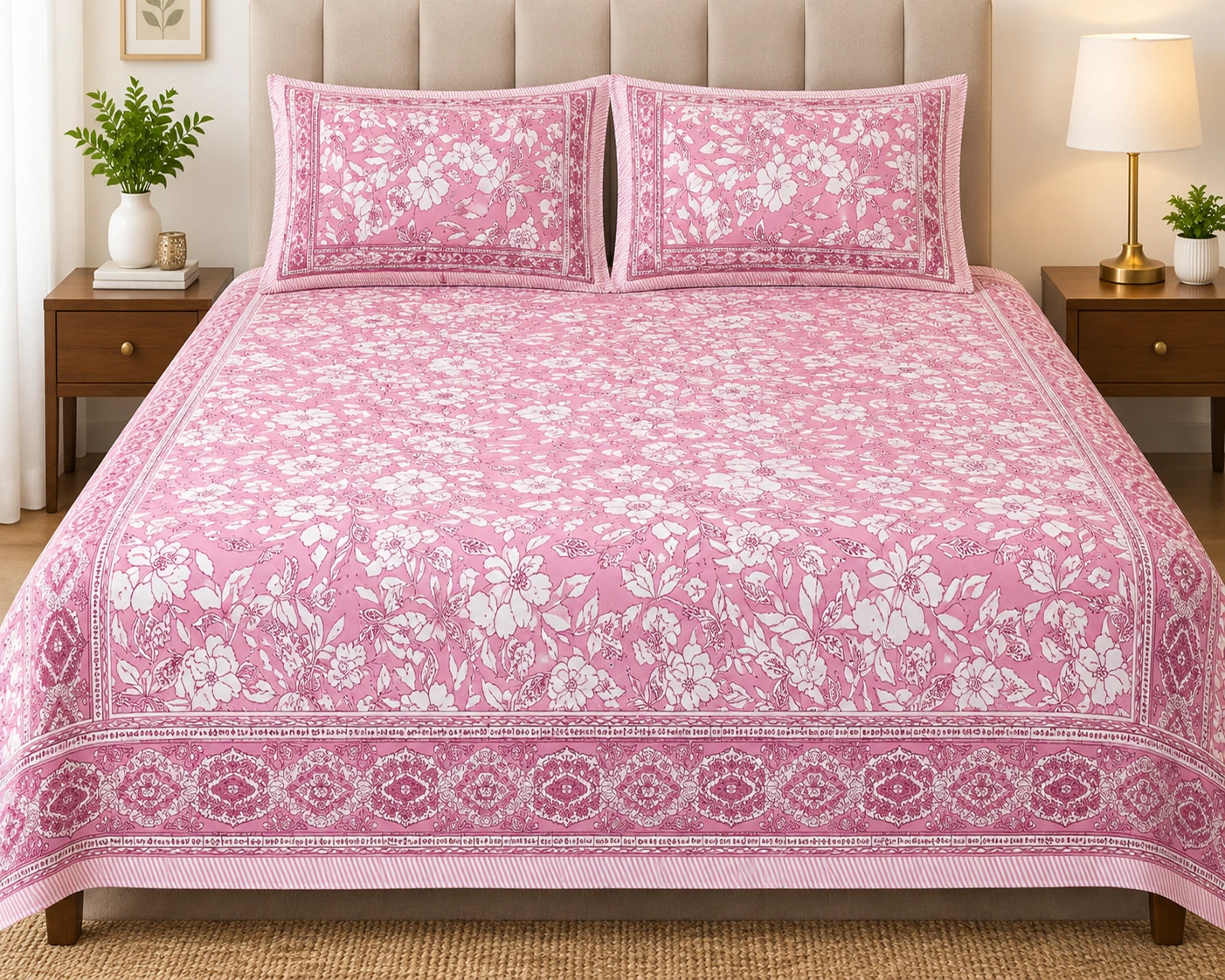 Pink Premium Cotton Bedsheet