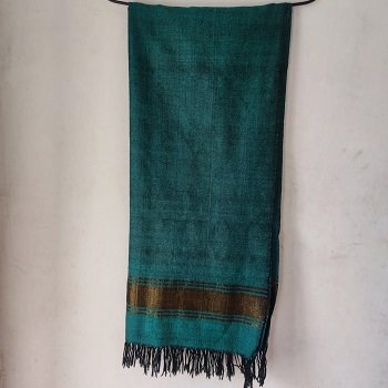 Green with Golden Strip Hand Woven Stole