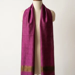 Wine with Golden Strip Handwoven Stole