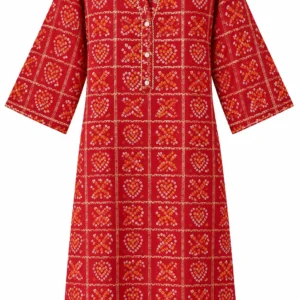 Red Kota Doria Kurti