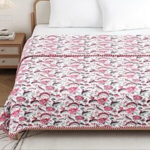 White And Pink Dohar/Comforter Single Bed