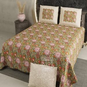 Green Premium Super King Size Cotton Bedsheet