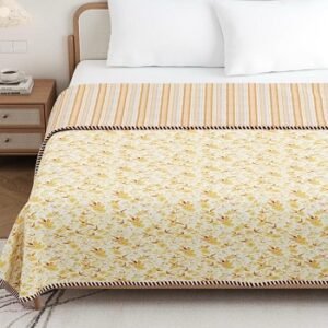 Yellow Floral Dohar/Comforter Single Bed