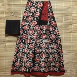 Red & Black Cotton Mul Mul Saree With Blouse Piece