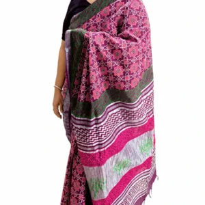 Majenta Cotton Linen Saree with Matt Silver Border