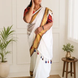 Kerala Saree with Blue & Maroon with Golden Border