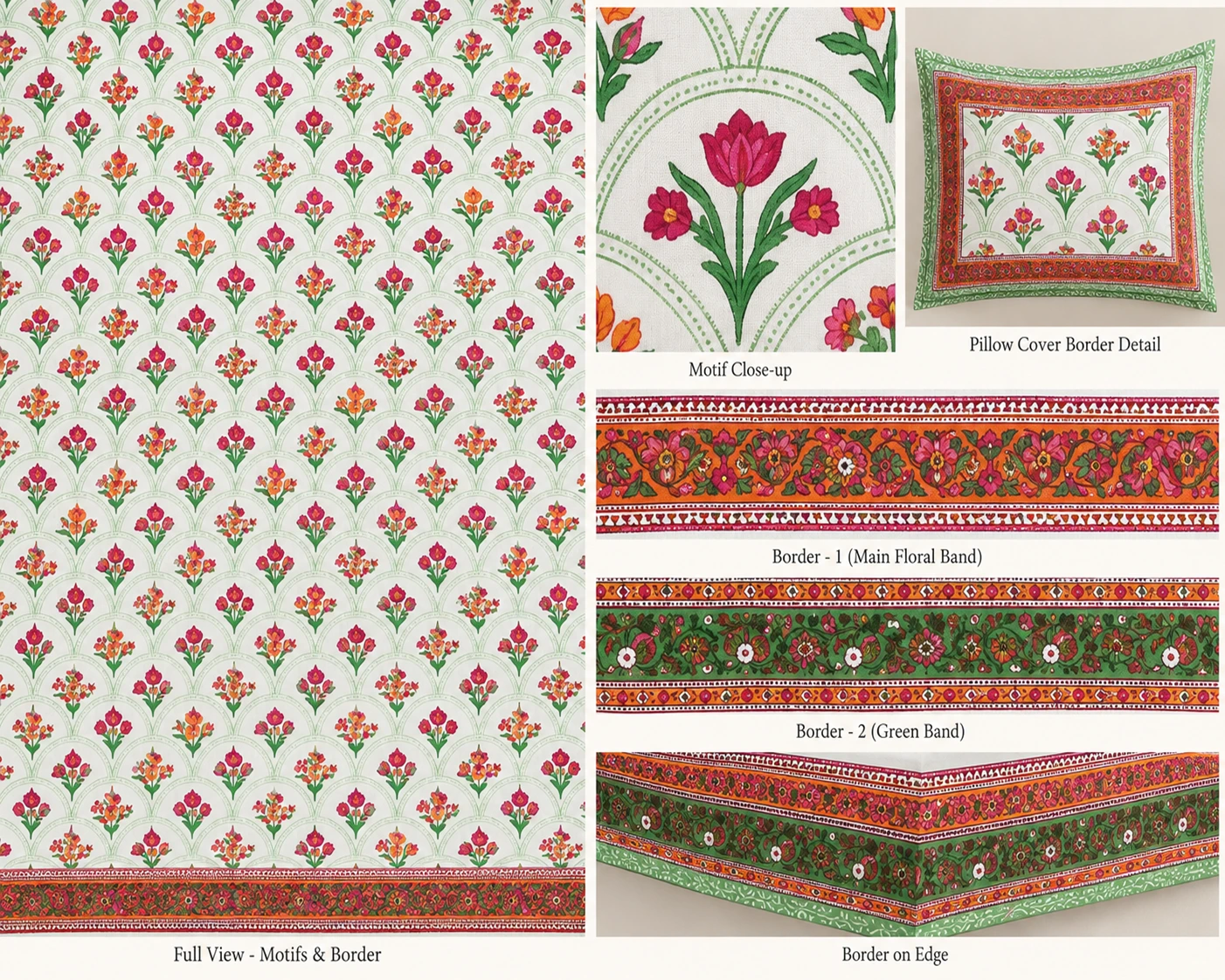 White Floral Single Bedsheet - Image 2