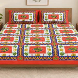 Orange Rajasthani Print Single Bedsheet