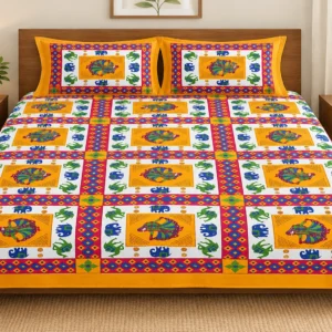 Yellow Rajasthani Print Single Bedsheet
