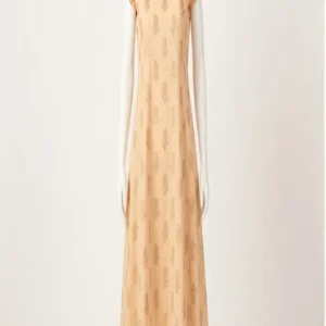 Light Peach with Golden Motifs A line Kurti