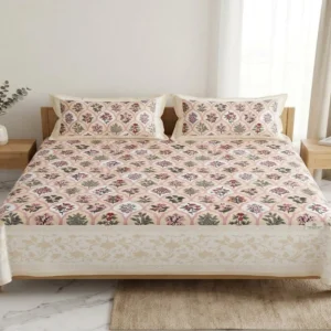 Beige & Cream Cotton Bedsheet