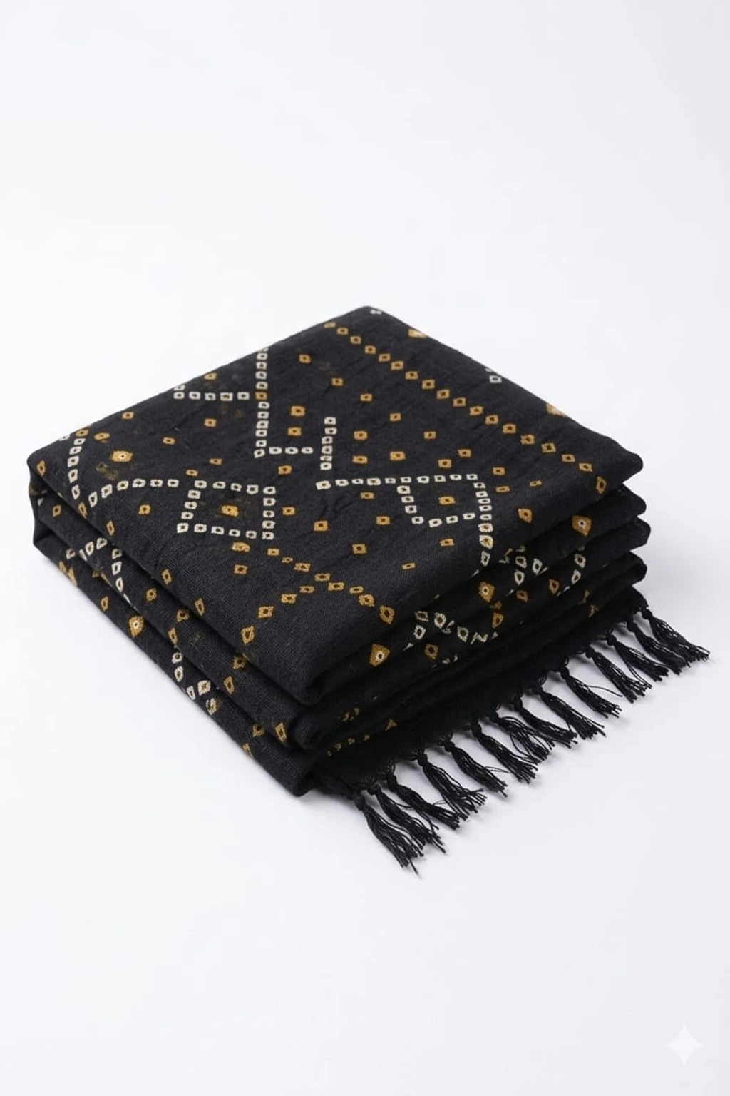 Black Bandhani Hand Woven Stole - Image 2