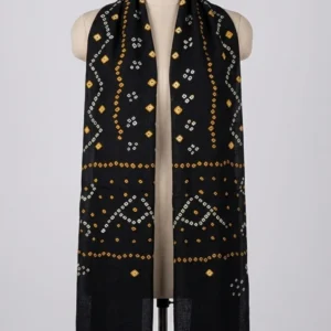 Black Bandhani Hand Woven Stole