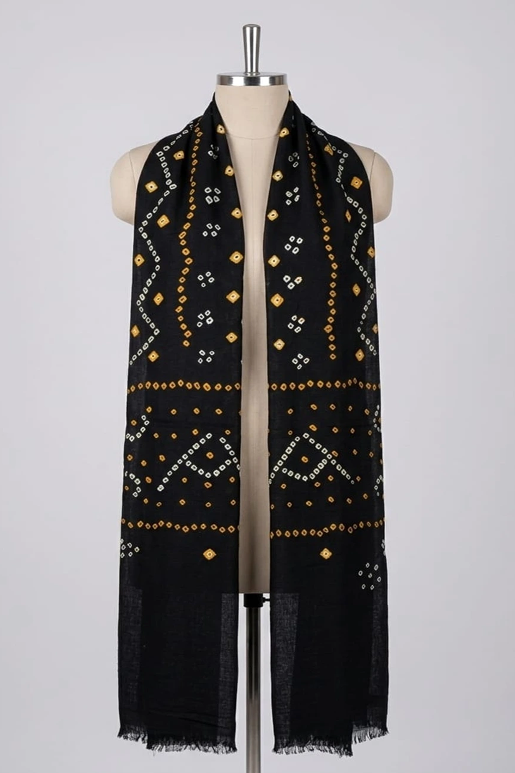 Black Bandhani Hand Woven Stole