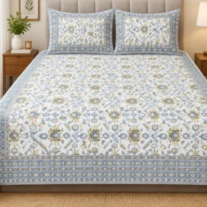Mint Blue Premium Cotton Bedsheet