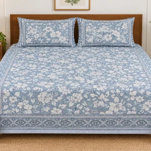 Light Blue Premium Cotton Bedsheet