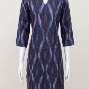 Blue Ikkat Cotton Kurti