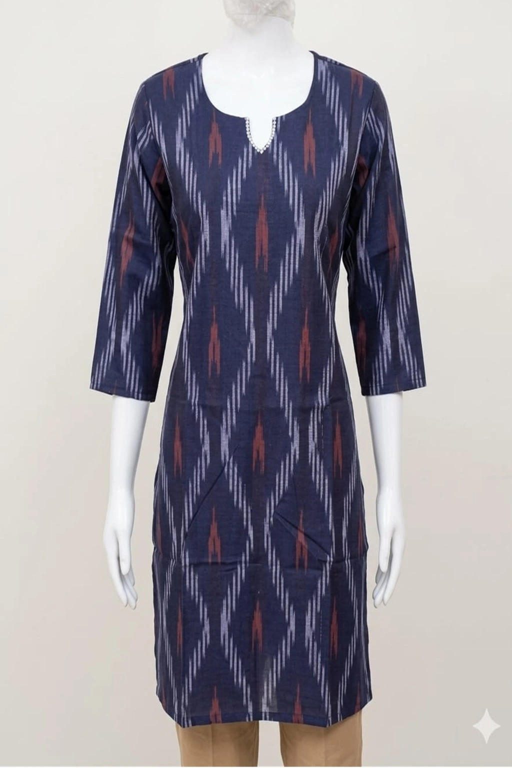 Blue Ikkat Cotton Kurti
