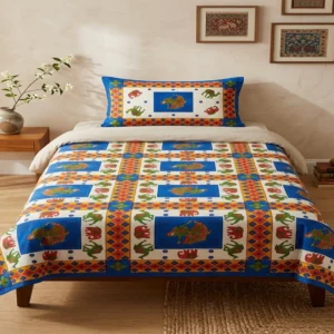 Blue Rajasthani Print Single Bedsheet