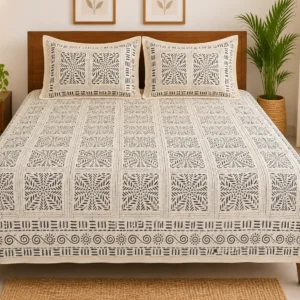 Boho Botanical Block Print Bedsheet