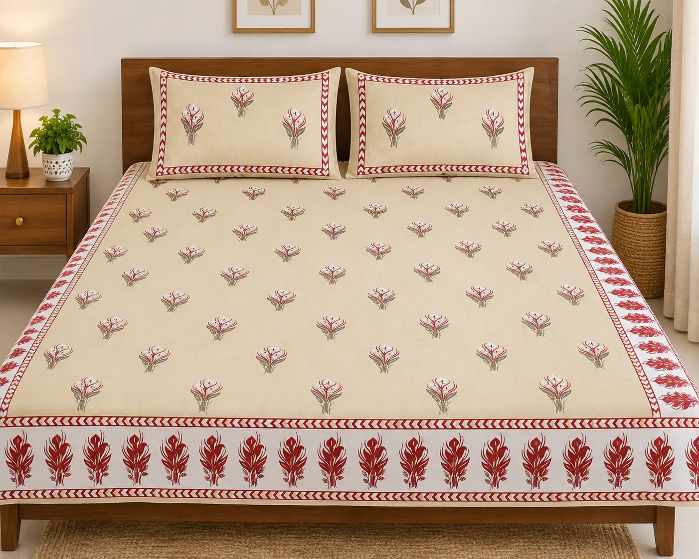 Ivory Yellow Premium Cotton Bedsheet