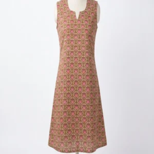 Brown with Pink Motifs A line Kurti