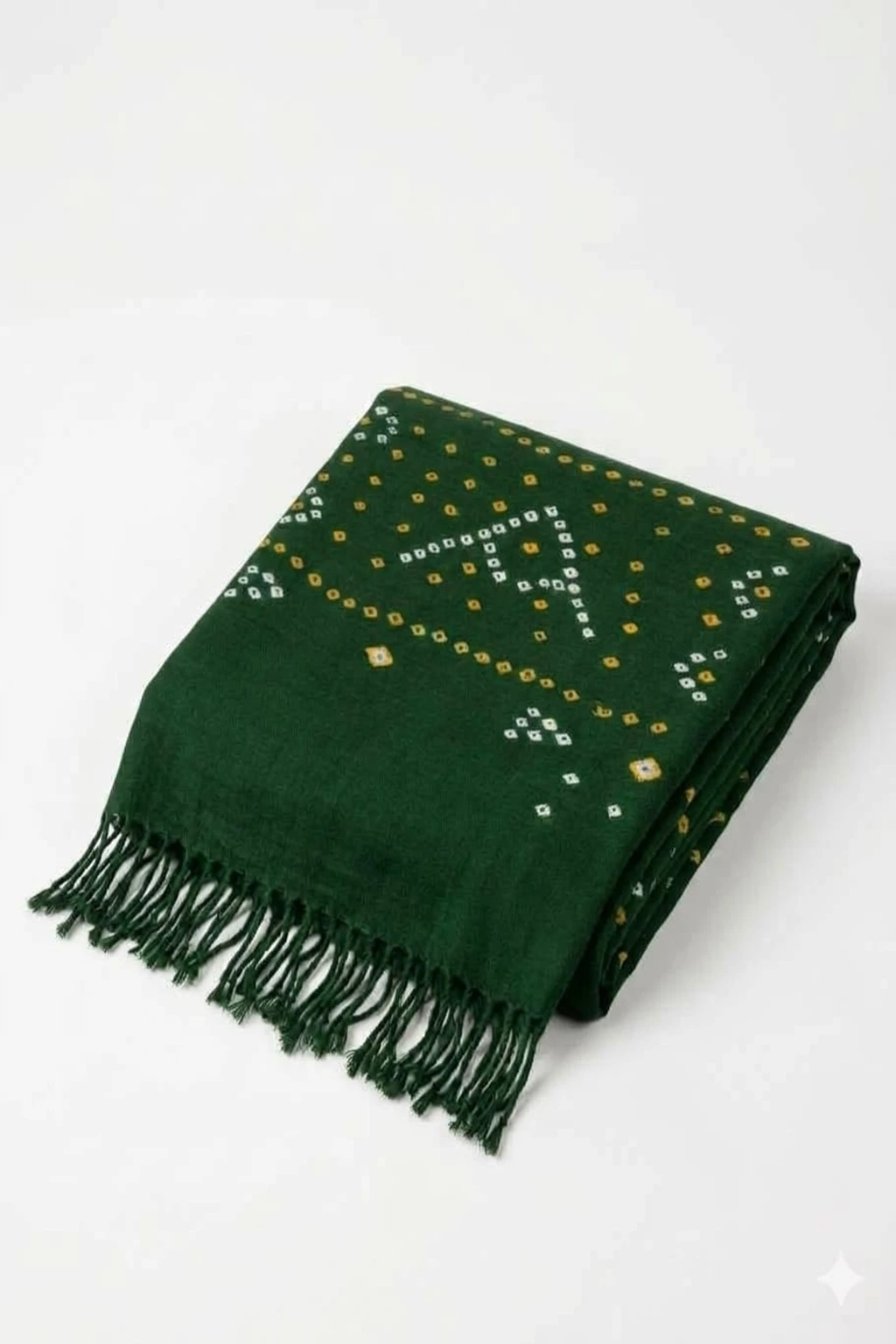Green Bandhani Hand Woven Stole - Image 2