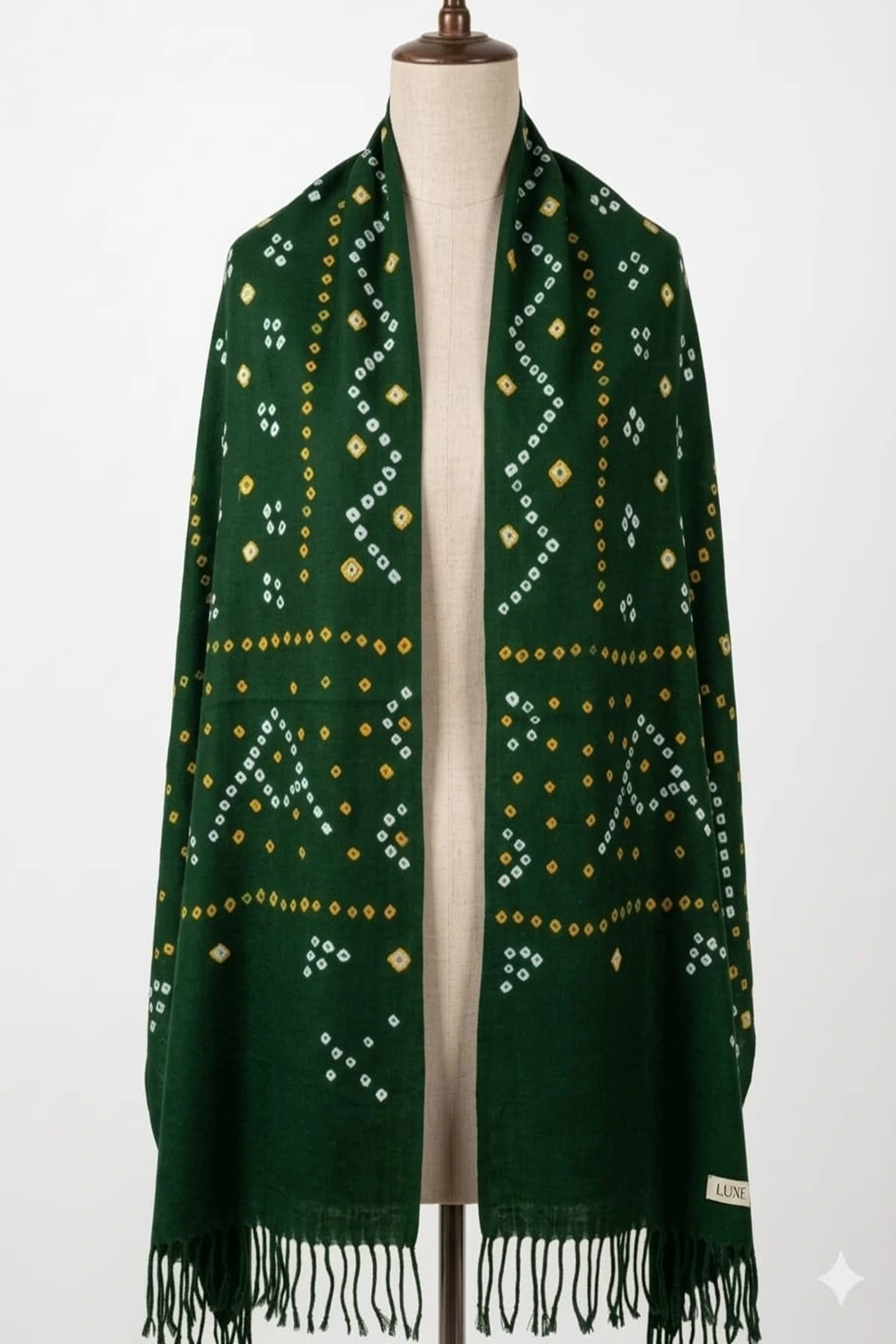Green Bandhani Hand Woven Stole