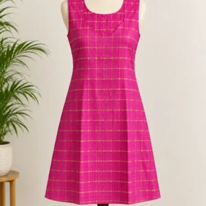 Pink & Golden A line Kurti