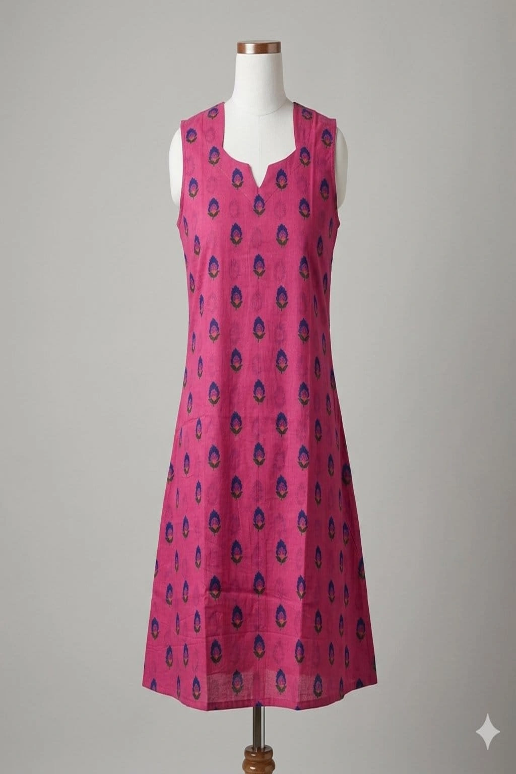 Rani with Blue Motifs A line Kurti