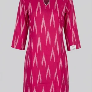 Rani Pink Ikkat Cotton Kurti