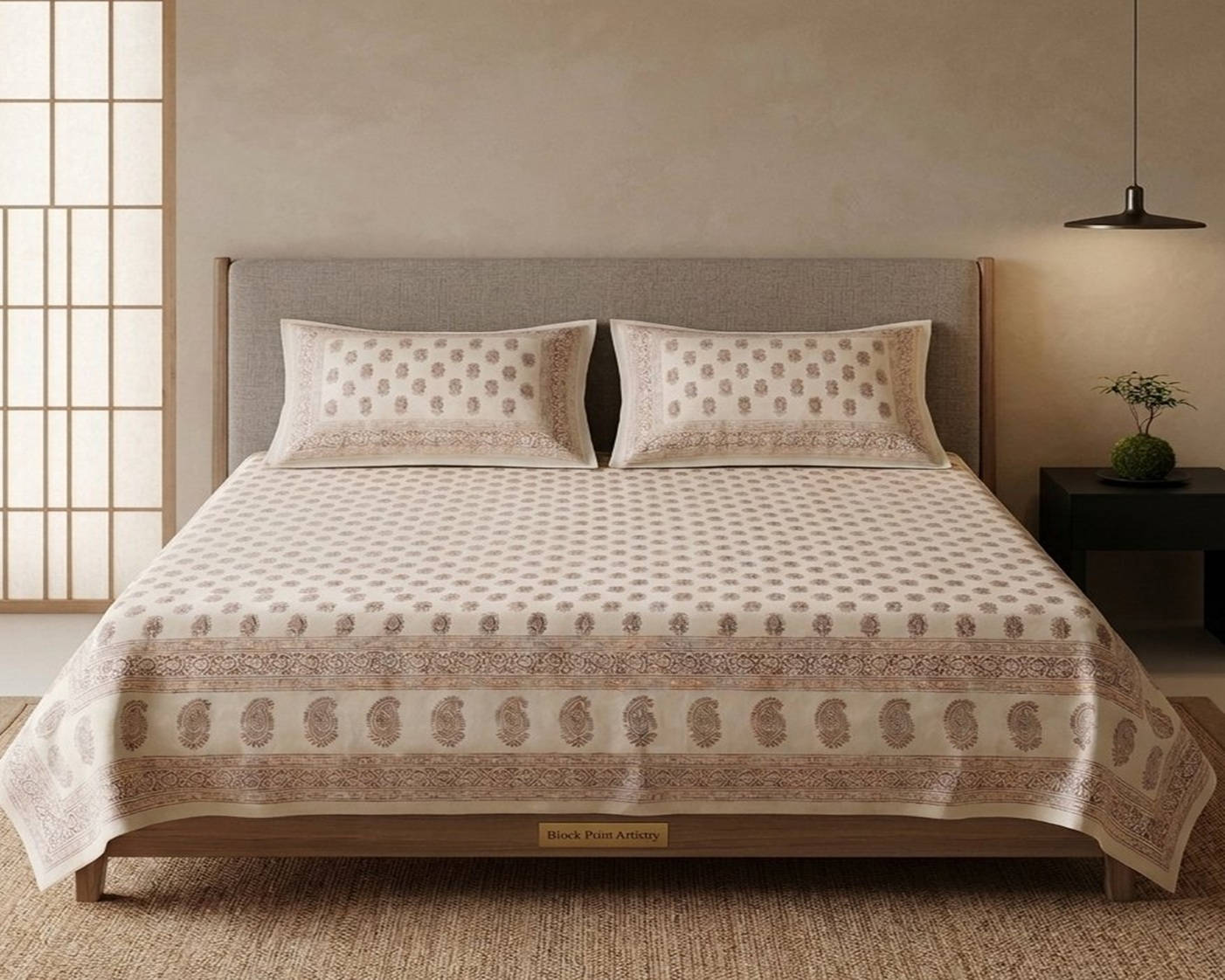 White & Golden Premium Cotton Bedsheet